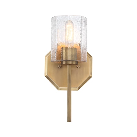 Designers Fountain Haven 7 in. 1-Light Old Satin Brass Wall Sconce Light with Clear Rippled Glass Shades for Bathrooms D309M-WS-OSB